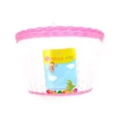 Basket - Bikes Up, Front, Kids, White With Pink Strip & Large Flowers