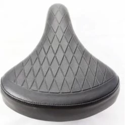 SADDLE Ladies Retro, 250mm X 190mm, Vinyl Quilted Top, Dual Coil Springs - BLACK