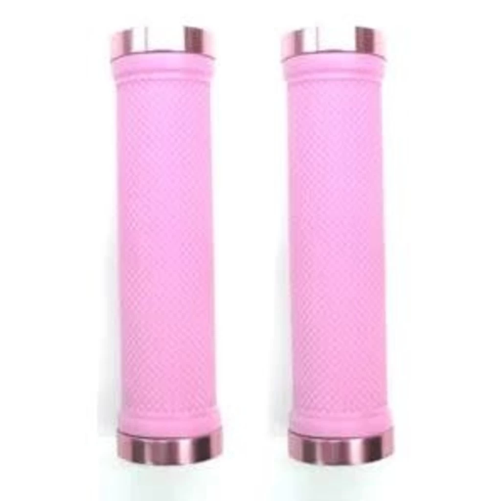 Lock-On Dual Clamp Grips 130mm Pink With Pink Clamps 1 Lock-On Dual Clamp Grips 130mm Pink With Pink Clamps